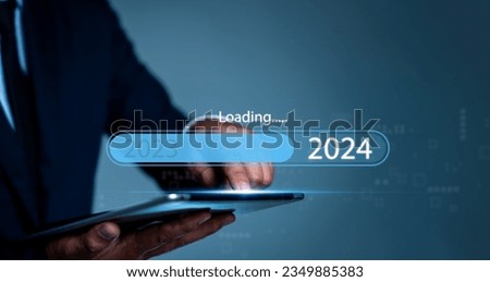 The virtual download bar with loading progress bar for New Year's Eve and changing the year 2023 to 2024. The new year 2024 is loading, calendar date, end of the year, Countdown to 2024 concept.