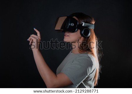 Similar – Image, Stock Photo woman with glasses of virtual reality