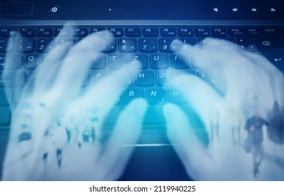 Virtual Hands Creating Controlling Humans Future Stock Photo 2119940225 ...