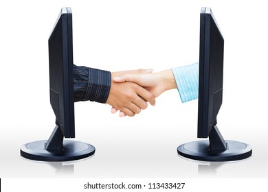 Virtual Handshake,  Internet Business Concept