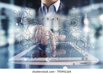 Virtual Interface Mechanical Gears Automation Technology Stock Photo ...