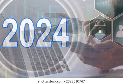 virtual interface target in the year 2024 icons, Plans to accelerate corporate expansion and growth until 2024. Beginning 2024 New Year's business planning