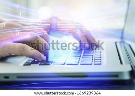 Virtual locking mechanism illustration and computer keyboard