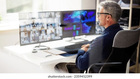 Virtual Presentation Or Webinar On Multiple Screens