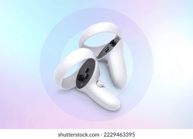 Virtual Reality Device Controllers isolated on multi-colour backgrounds with circle design  - Powered by Shutterstock - Get 15% off with code: PIKWIZARD15