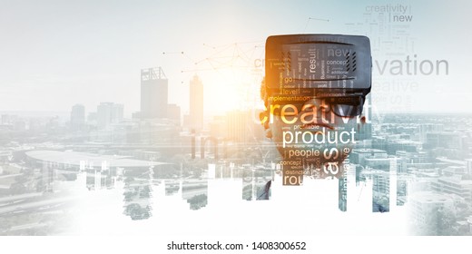 Virtual reality experience. Technologies of the future. Mixed media