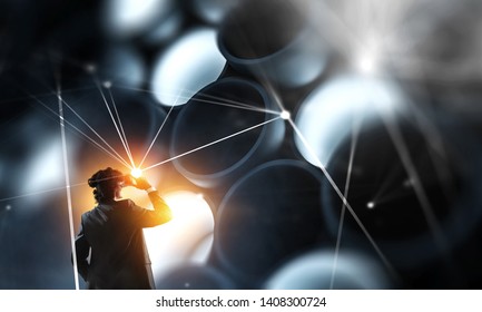 Virtual reality experience. Technologies of the future. Mixed media