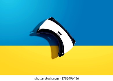 Virtual reality headset with shadow - flat lay