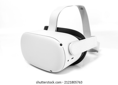 Virtual reality VR glasses on white background. VR helmet or virtual reality glasses on isolated background.  - Shutterstock ID 2121805763