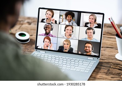 Virtual Remote Video Conference Call Or Webinar