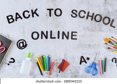 Virtual School Learning Concept. Back To School Online Background.