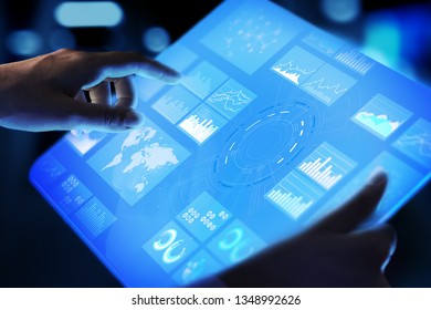 Virtual Screen Business Intelligence Dashboard Analytics Stock Photo ...