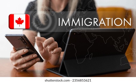 virtual screen with emigration to Canada - Shutterstock ID 2356853621