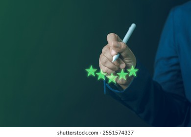 Virtual Screen Interaction with Certified Green Products A Businessman Reviews Pollution-Free Selections and Eco-Conscious Options to Save the World through Responsible Sourcing - Powered by Shutterstock