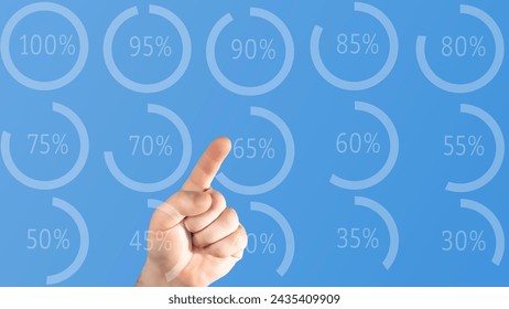 Virtual Screen Loading Process. Percent Upload Complete, Hand on Virtual Screen Loading