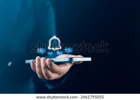 Virtual screen on smartphone shows real-time notifications, including information, chats, emails, and applications, enhancing digital communication and connectivity