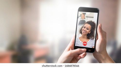 Virtual talking with friends, colleague and using video chat conference. Remote learning or work. Home quarantine or prevention of coronavirus infection (virus covid-19). Group of people smart working - Shutterstock ID 1686878566
