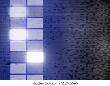 virtual technology with code lines on blue background
