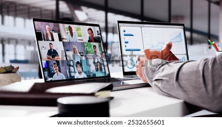 Virtual Telework Webinar And Learning Presentation. African Person Telecommute