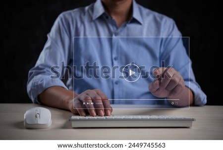 Virtual video playback control overlay on a desktop, symbolizing media management.