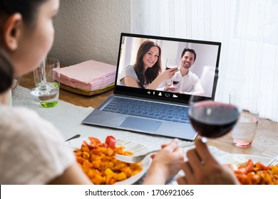 Virtual Wine Tasting By Friends Over Internet Using Video Conference - Powered by Shutterstock