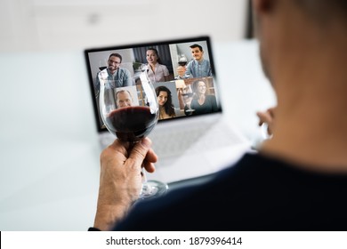 Virtual Wine Tasting Party Event Online Using Laptop