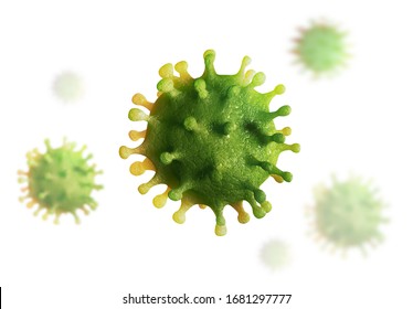 Virus 3d render, coronavirus, isolated on white background  - Shutterstock ID 1681297777