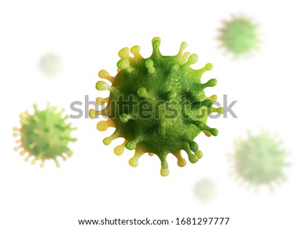 Virus 3d render, coronavirus, isolated on white background 