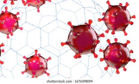 virus attack digital 3d red