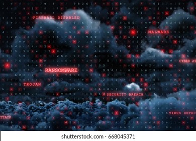 Virus background against view of cloudscape against sky at night