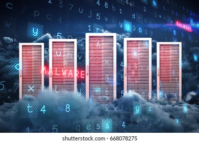 Virus background against view of cloudscape against sky at night