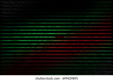 Virus in computer code on black background