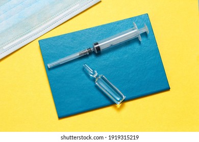 Virus Control Covid 19 Flu Shot, Mask, Syringe And Vaccine