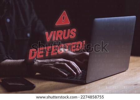 Virus detected screen on PC. Virus malware warning concept. High quality photo