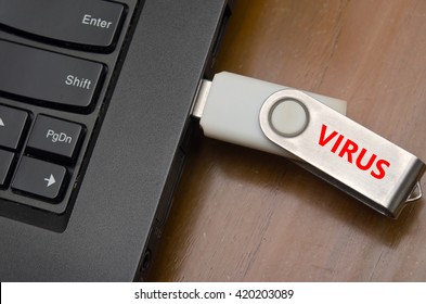 IT Virus Enter Laptop Computer Via USB Thumb Drive
