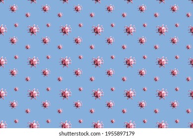 Virus Molecule Pattern On A Blue Background. Medical Pandemic Background