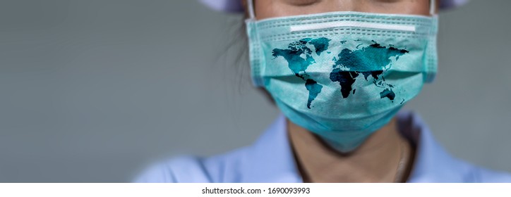 Virus Protection Covid 19 The World Wears A Mask To Fight The Corona Virus. The Concept Of Fighting Viruses Around The World