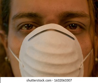 virus-infected man protecting himself with a mask to avoid contagion