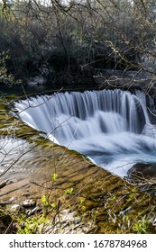 Vis waterfall at the end of winter in long exposure (Occitanie, France)