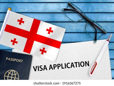 Visa application form and flag of Georgia