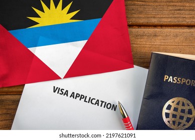 Visa Application Form Passport Flag Antigua Stock Photo 2197621091   Visa Application Form Passport Flag 260nw 2197621091 