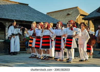 Viseu de Sus, Maramures, Romania - 22 July 2019: Romanian Folklore in museum village, music festival