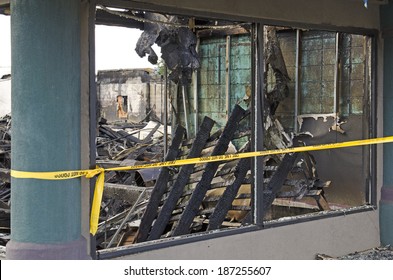 Visible Damage To A Commercial Building Following A Structure Fire