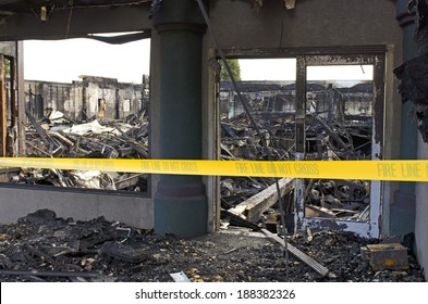 Visible Damage To A Commercial Building Following A Structure Fire