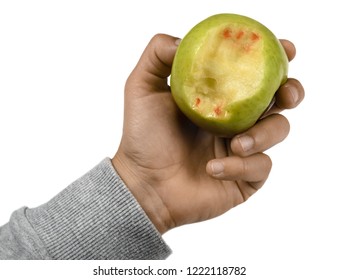 Visible Gum Bleeding  After Biting A Piece Of Apple