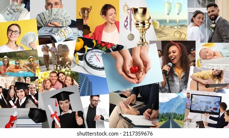 Vision Board Design Collage Different Photos Stock Photo 2117359676 ...