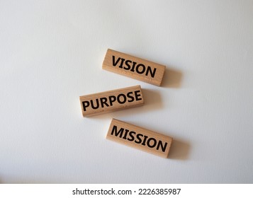 Vision Purpose Mission symbol. Concept word Vision Purpose Mission on wooden blocks. Beautiful white background. Business and Vision Purpose Mission concept. Copy space. - Shutterstock ID 2226385987