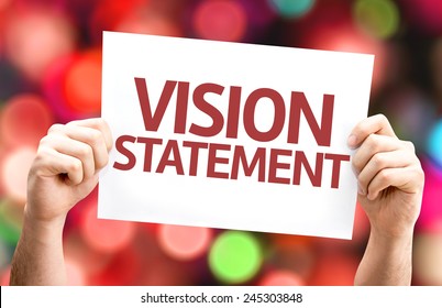 Vision Statement Card With Colorful Background With Defocused Lights