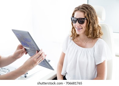 Vision Therapy. Young Female Patient With Glasses