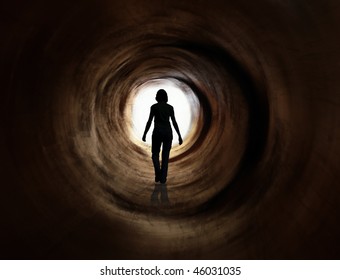 Vision of walk into the light. May symbolise escape, freedom, exit or even death - Powered by Shutterstock